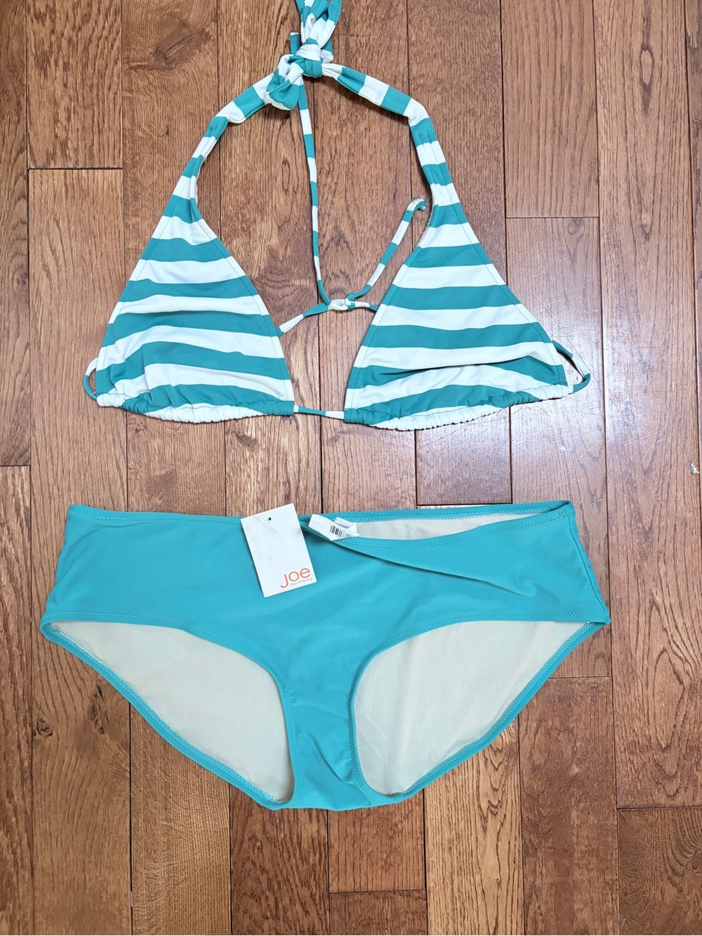 Joe Fresh XL Teal + White Tie Top Bikini - Bottoms NWT